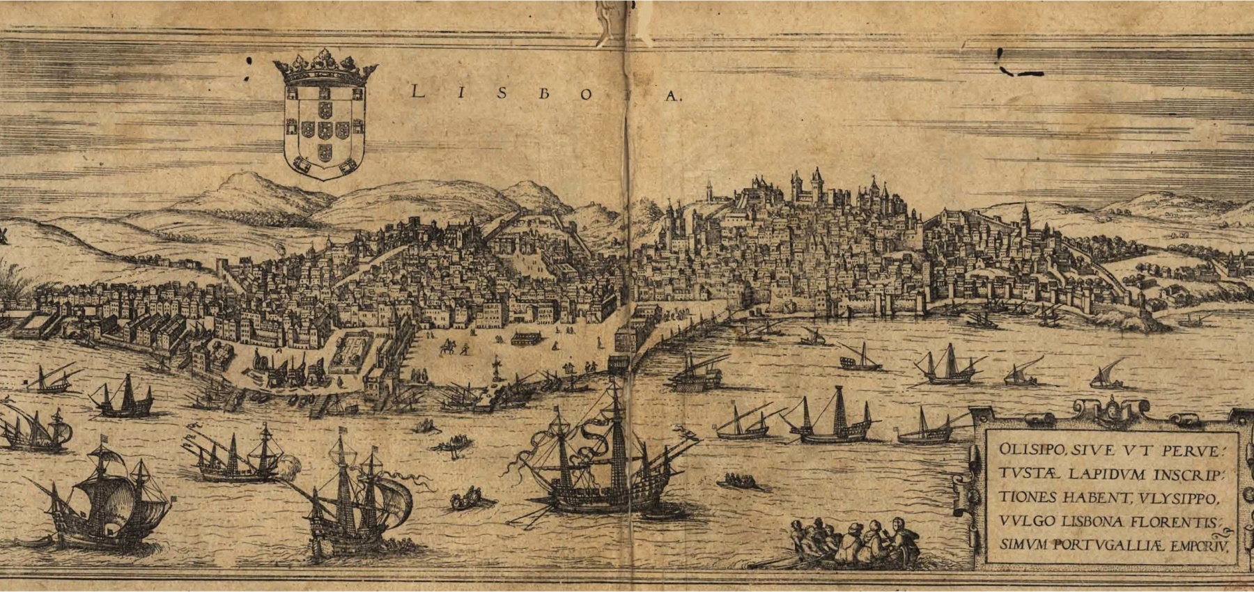 Plano de Lisboa no século XVI, em Georg Braun, Civitates orbi.s terrarom.