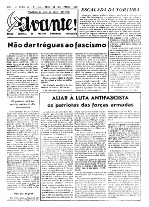 Último Avante! clandestino, de Abril de 1974
