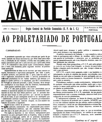 o primeiro número do Avante!