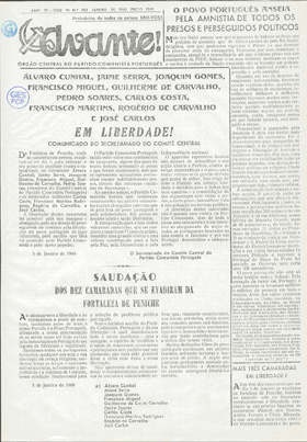 Avante! n.º 285, de Janeiro de 1960, sobre a fuga de Peniche