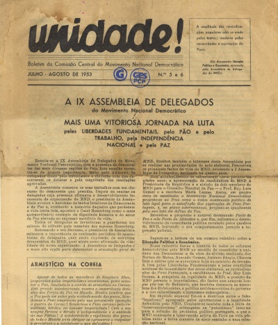 Notícia sobre a IX Assembleia de delegados MND publicada no boletim Unidade!
