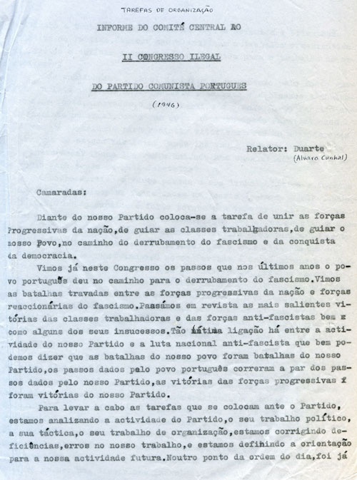Informe ao 4º Congresso «Tarefas de Organização»1946