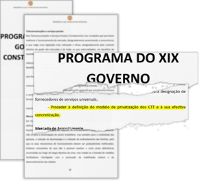 Programa de Governo PSD/CDS de Passos Coelho e Paulo Portas onde se afirma proceder à definição do modelo de privatização dos CTT e à sua efectiva concretização