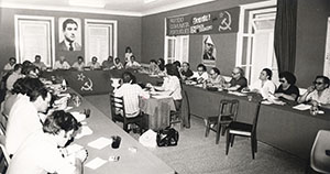 Reunião do Comité Central do PCP, Alhandra, Agosto 1975 (José Vitoriano é o 5.° a partir do lado direito)