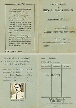 Cartão de José Vitoriano da Caixa de Pervidência do Pessoal da Industria Conticeira, Abril 1951